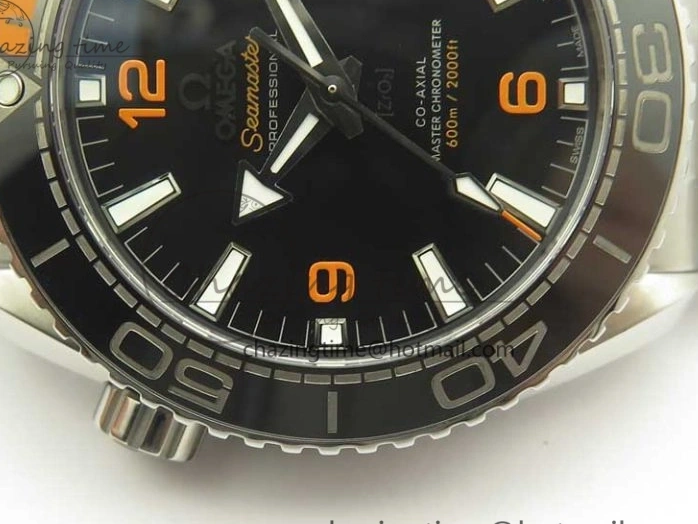 0501 Planet Ocean 43.5mm SS VSF 1:1 Best Edition Black Orange Bezel Black Dial on SS Bracelet A8900 Super Clone Breathable 8003